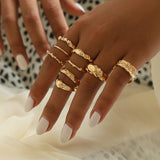 Trendy 9-piece Gold Ring