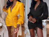 Tacha Deep V Neck Yellow Mini String Dress